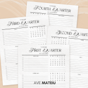 2026 quarterly planner printable pages for Q1 to Q4, featuring organized layouts for goals, projects, and seasonal planning.