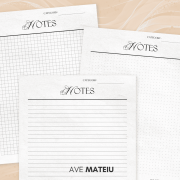 2026 stationery set featuring lined notes, square grid notes, and dotted notes pages in a clean minimalist printable style.