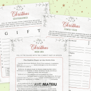 Free printable Christmas Mad Libs, Family Feud, and Scattergories games for holiday parties and family fun.