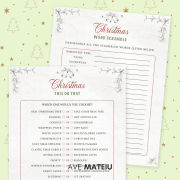 Free printable Christmas games including This or That and Word Scramble activity pages.