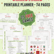 Get organized this holiday season with this Printable Christmas Planner! 70+ pages of festive planning templates—meal planners, party checklists, gift trackers—and 25 free Christmas games like Bingo, Word Search, and Charades. Perfect for busy families, holiday hosts, and anyone who loves a stress-free Christmas. #ChristmasPlanner #PrintablePlanner #HolidayOrganization #FreeChristmasGames #ChristmasPlanning