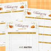 Printable Thanksgiving Budget Overview, Shopping List, and Grocery List pages – track expenses and groceries to plan a smooth and stress-free holiday.