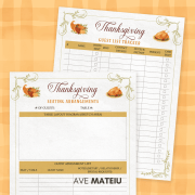 Printable Thanksgiving Guest List Tracker and Seating Table Arrangements – plan guests, seats, and make your holiday dinner organized and stress-free.