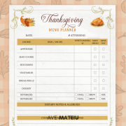 Thanksgiving Menu Planner printable page from Thanksgiving Meal Planner, helping plan your holiday dinner efficiently.