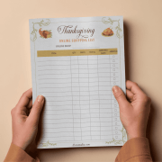 Thanksgiving Online Shopping List Printed Printed online Thanksgiving shopping list template for easy grocery and meal organization.