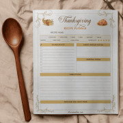 Printed Thanksgiving Recipe Planner from Thanksgiving Meal Planner Printable to keep holiday recipes organized and accessible.