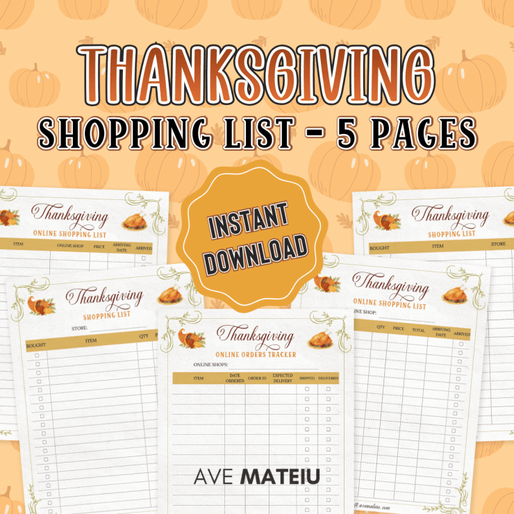 Get organized this holiday with the Thanksgiving Shopping List Printable Bundle — includes grocery lists, online shopping checklists, and an orders tracker. Perfect for planning your Thanksgiving dinner with ease! 🦃✨ #ThanksgivingPlanning #PrintableShoppingList #ThanksgivingPrintables #HolidayOrganization #MealPlanner #ThanksgivingDinner #ThanksgivingPrep #PrintablePlanner #DigitalDownload #ThanksgivingChecklist