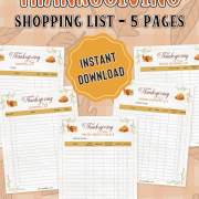 Thanksgiving Shopping List Printable Bundle v2 Printable Thanksgiving Shopping List Bundle including shopping lists, online lists, and orders tracker for easy holiday planning