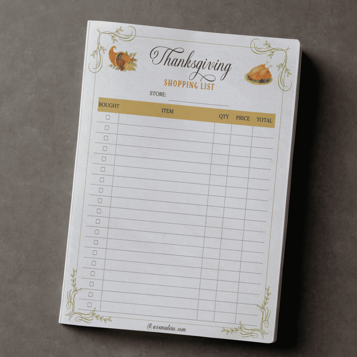Thanksgiving Shopping List Printable Bundle