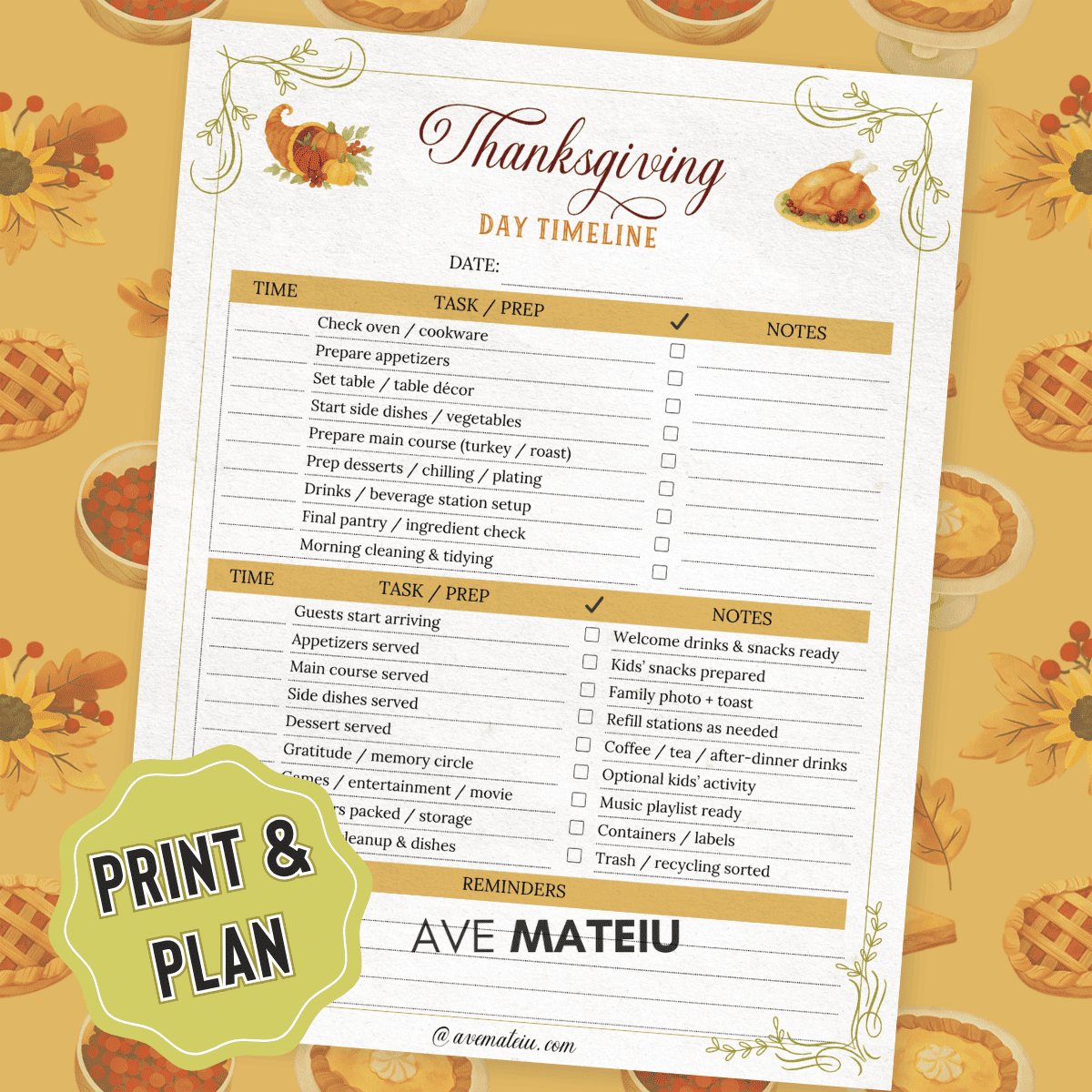 Stay stress-free this holiday season with our printable Thanksgiving cooking and dinner checklist planner. Easily organize meals, shopping, and prep. Download and print today!