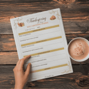 Printable Thanksgiving gratitude journal printed - perfect for mindful reflection during the holidays. Add positivity to your celebration with this instant download.