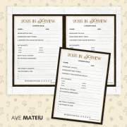 6. 2026 New Year's Resolutions 2 per page with trim marks Image of '2025 in Review' reflection sheets with prompts for highlights, favorites, and memories. Beige background with festive doodles adds a cheerful touch.