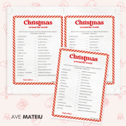 Festive worksheet titled "Christmas Around The World," adorned with red-striped borders. Tasks include matching languages with "Merry Christmas" phrases.
