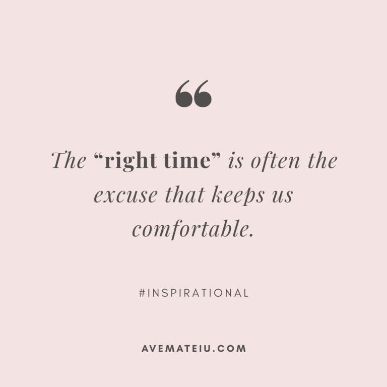 Waiting for the right time quote in pink design &ndash; motivational quote about taking action