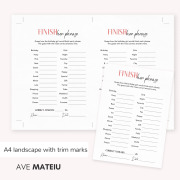 Finish Her Phrase Printable Game from teen girl birthday party games Bundle, A4 Landscape with Trim Marks
