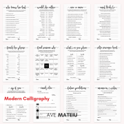 All 12 Printable Birthday Party Games for Teen Girls in Modern Calligraphy Design Style