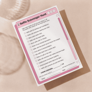 Selfie Scavenger Hunt Printable Game from fun games for teen birthday party Y2K Pink Bundle