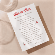 Fun couples printable game – This or That – perfect for date night or Valentine’s Day in Vintage Muse style
