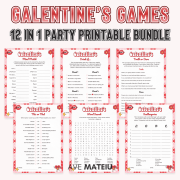 Galentine’s Day Games Printable Bundle (Retro Pop) Galentine’s Day games printable bundle in a Retro Pop design style