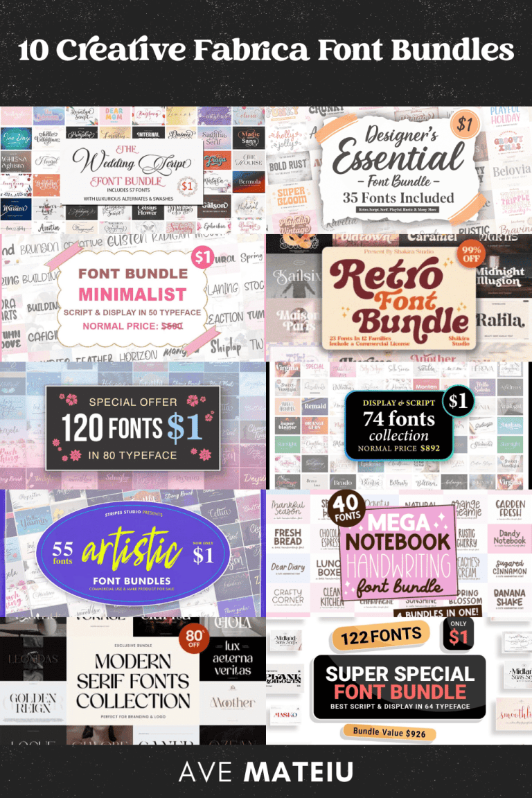 Top 10 Creative Fabrica font bundles worth downloading, featuring a curated collection of popular font bundles for designers