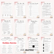 Printable Easter Games bundle with 12 Easter games to play including Word Search, Word Scramble, Mad Libs, Think Fast, Family Feud, Scavenger Hunt, Charades, and Easter Bingo