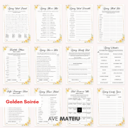 Printable Spring Games bundle with 12 activities including Word Search, This or That, Word Scramble, Think Fast, Finish the Phrase, True or False, Family Feud, Charades, Selfie Scavenger Hunt, Flower Match, Find Someone Who, and Candy Guess