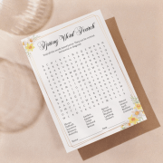 Printable Spring Games Word Search activity in Golden Soirée style for parties, classrooms, and family gatherings