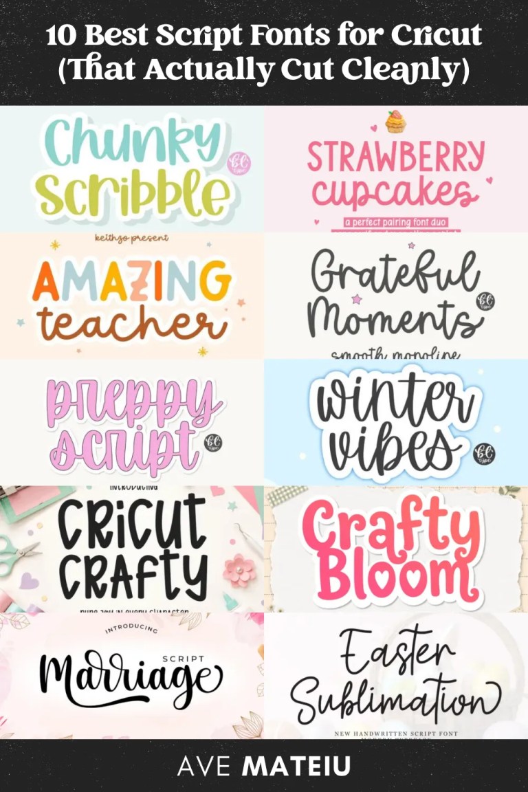Best Script Fonts for Cricut featuring 10 script fonts that cut cleanly for vinyl, paper, cardstock, and other Cricut projects